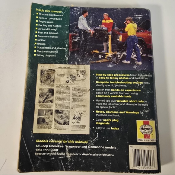 Haynes Jeep Cherokee 1984-2000 Repair Manual 50010 Wagoneer Comanche - Picture 2 of 2